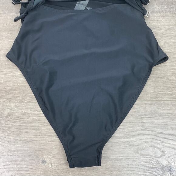Cupshe Black Forest Adventure Solid Mesh Wrap Front Cutout One Piece Sz.S NWT - Picture 12 of 16